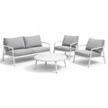 Salon de jardin en aluminium blanc avec coussins gris - 2026