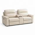 Canapé 2 places en cuir synthétique beige avec porte-gobelets - 2026