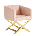 Fauteuil en velours avec structure en métal - 2026