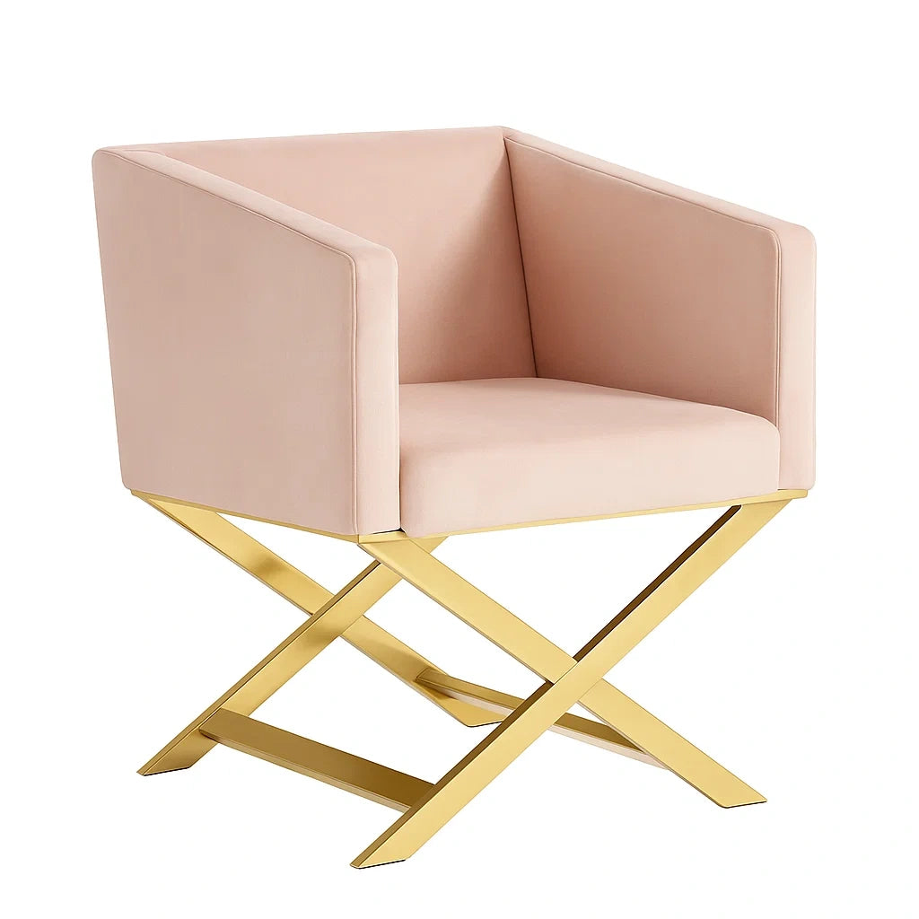 Fauteuil en velours avec structure en métal - 2026