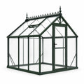 Serre de jardin victorienne en aluminium vert foncé et verre transparent, 190 × 190 × 230 cm, avec porte et lucarne - 2026