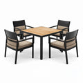 Ensemble de table et chaises de jardin en aluminium avec table en teck et 4 chaises - 2026