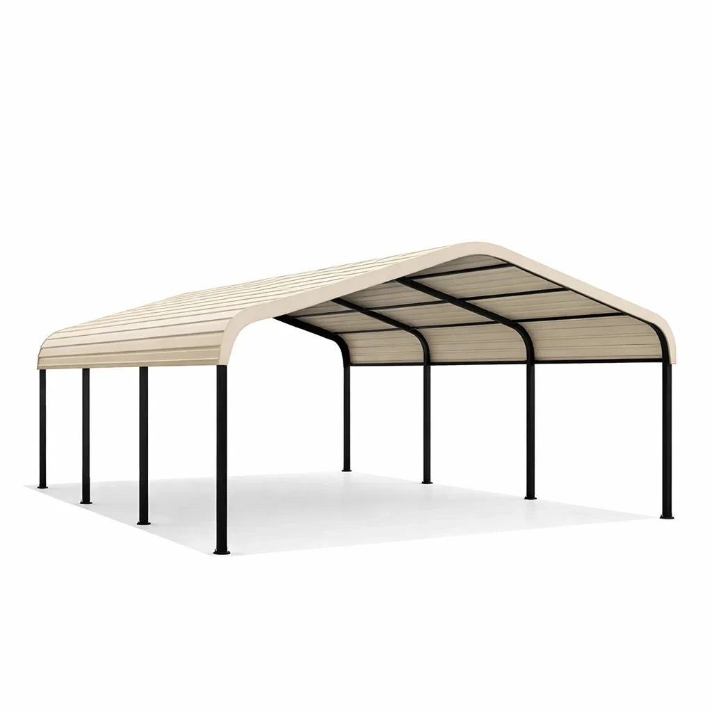 Abri de voiture en acier galvanisé beige 600 x 300 x 240 cm - 2026