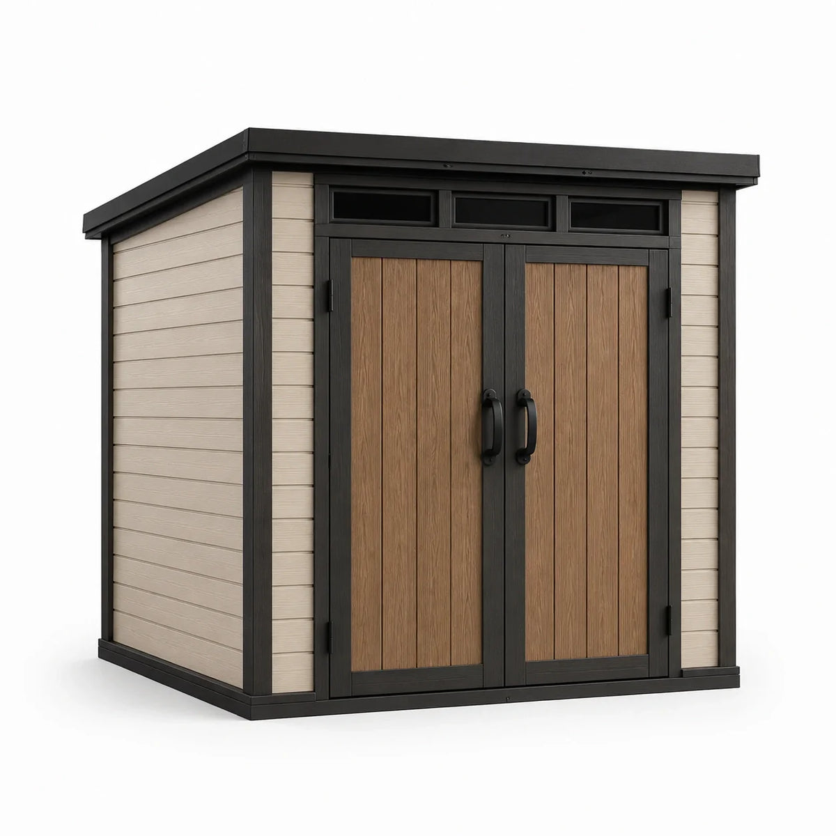 Abri de jardin en plastique composite beige et marron 200x150x200 cm - 2026