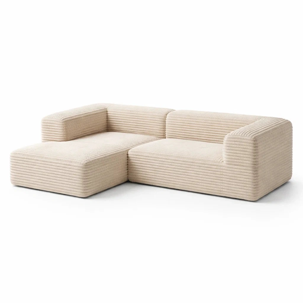 Canapé d angle modulable en velours côtelé beige - 2026