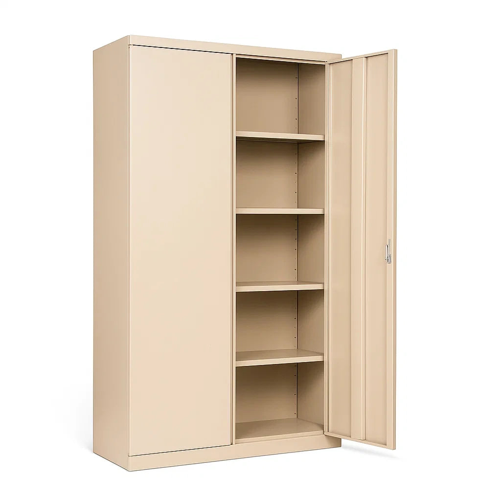 Armoire de rangement de garage en métal beige avec étagères réglables - 2026