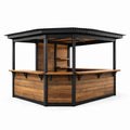 Kiosque bar de jardin en bois et métal hexagonal brun et noir - 2026