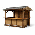 Kiosque bar de jardin en bois avec toit en tôle et bambou - 2026