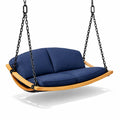 Balancelle de porche en bois et métal avec coussins bleu marine - 2026