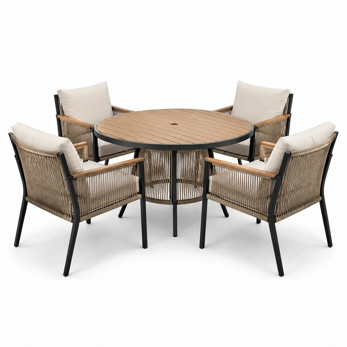 Ensemble de salle à manger de jardin en aluminium et teck - 2026