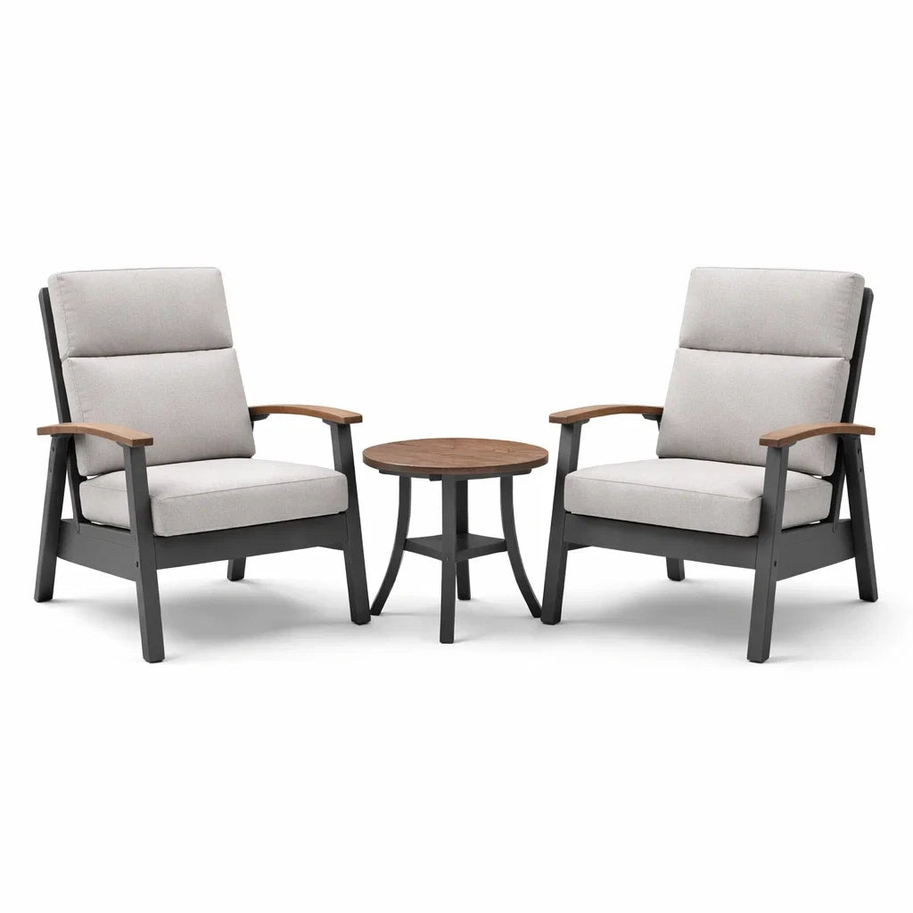 Ensemble de détente avec 2 chaises en aluminium et table basse en bois - 2026