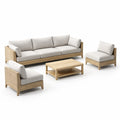Ensemble de Salon en Bois avec Canapé et Fauteuils Beige - 2026