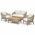 Ensemble de salon de jardin en bois et corde avec canapé 2 places et fauteuils - 2026