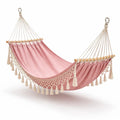 Hamac en toile de coton rose avec franges - 2026