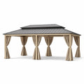 Pavillon de Jardin en Aluminium avec Toit Double de 4x3 m Beige - 2026