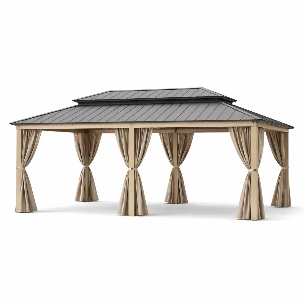 Pavillon de Jardin en Aluminium avec Toit Double de 4x3 m Beige - 2026
