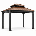 Pavillon de jardin en aluminium avec toit en acier marron et noir 300x300 cm - 2026