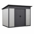 Abri de jardin en plastique avec toit incliné et portes doubles 185 x 238 x 227 cm Gris - 2026