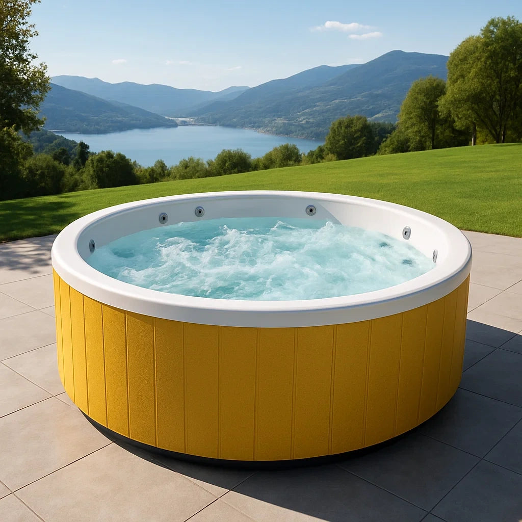 Spa extérieur rond en PVC avec jets de massage 180 cm Jaune - 2026