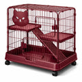 Cage à chat en métal bordeaux avec roulettes - 2026