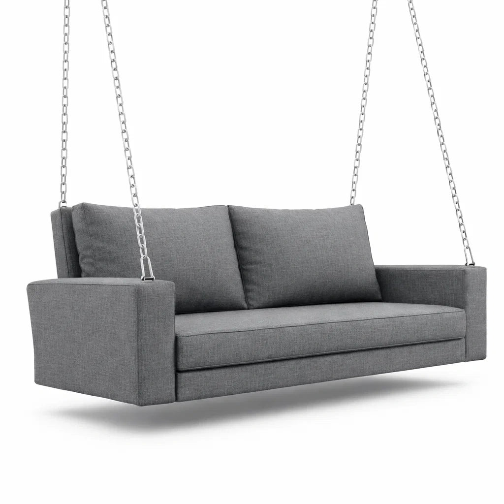 Balancelle de porche en tissu gris avec coussins - 2026