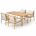 Ensemble table et chaises en bois clair avec coussins en polyester beige - 2026