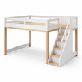 Lit mezzanine en pin massif blanc et bois clair - 2026