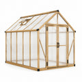Serre de jardin en bois naturel et polycarbonate translucide 244 × 193 × 225 cm avec double porte et fenêtre de toit - 2026