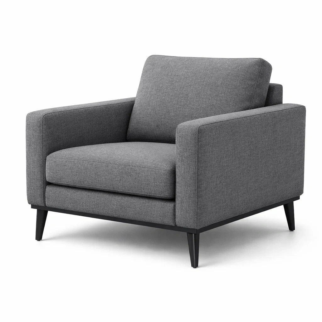 Fauteuil en tissu polyester gris avec structure en métal - 2026