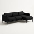 Canapé d'angle en tissu noir avec pieds en métal - 2026