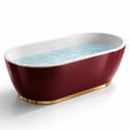Baignoire îlot ovale en acrylique rouge avec base en acier inoxydable - 2026