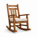 Fauteuil à bascule en bois massif avec coussin beige - 2026