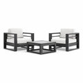 Ensemble de détente avec fauteuils de jardin en aluminium noir et coussins blancs - 2026