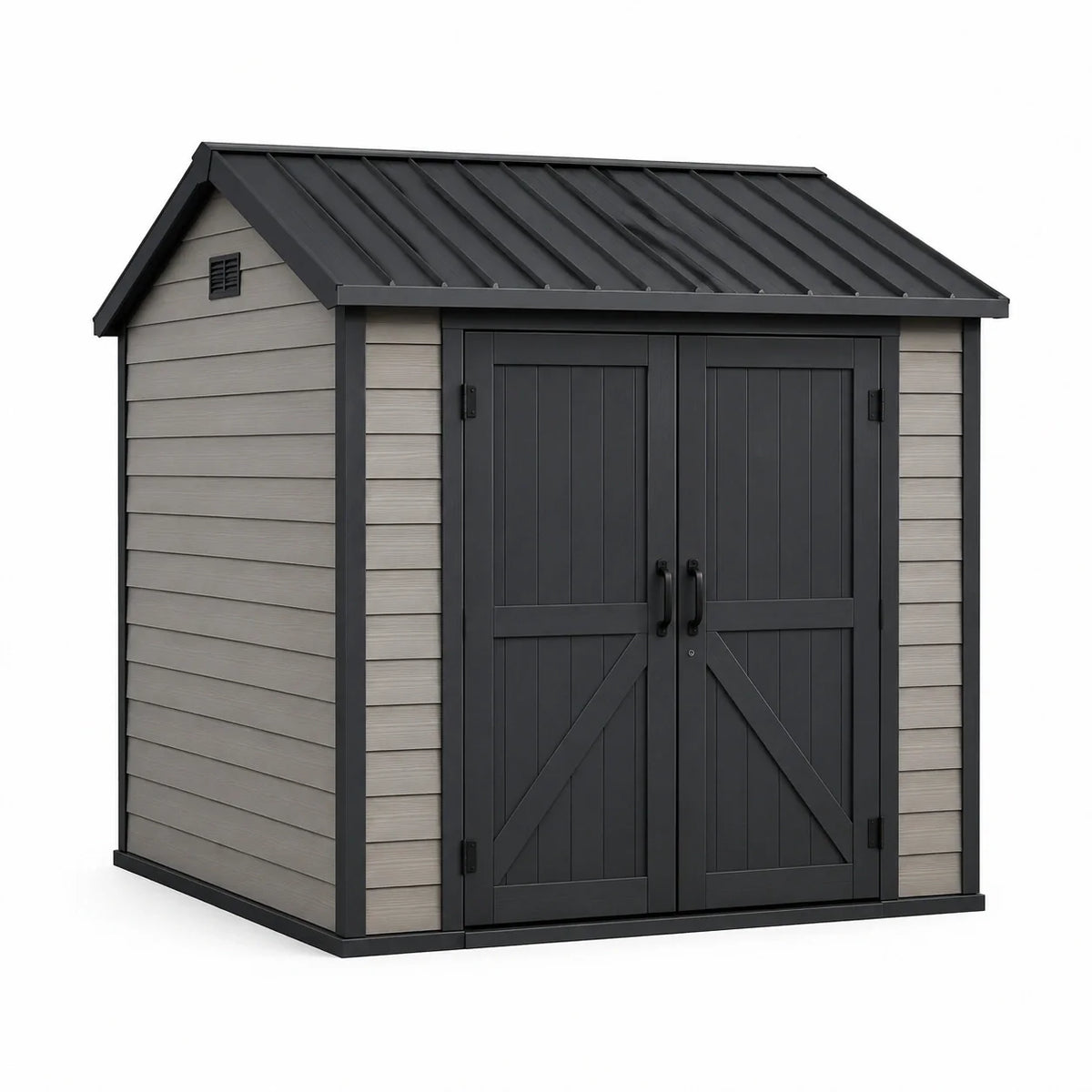 Abri de jardin en plastique gris et beige 180x200x210 cm - 2026