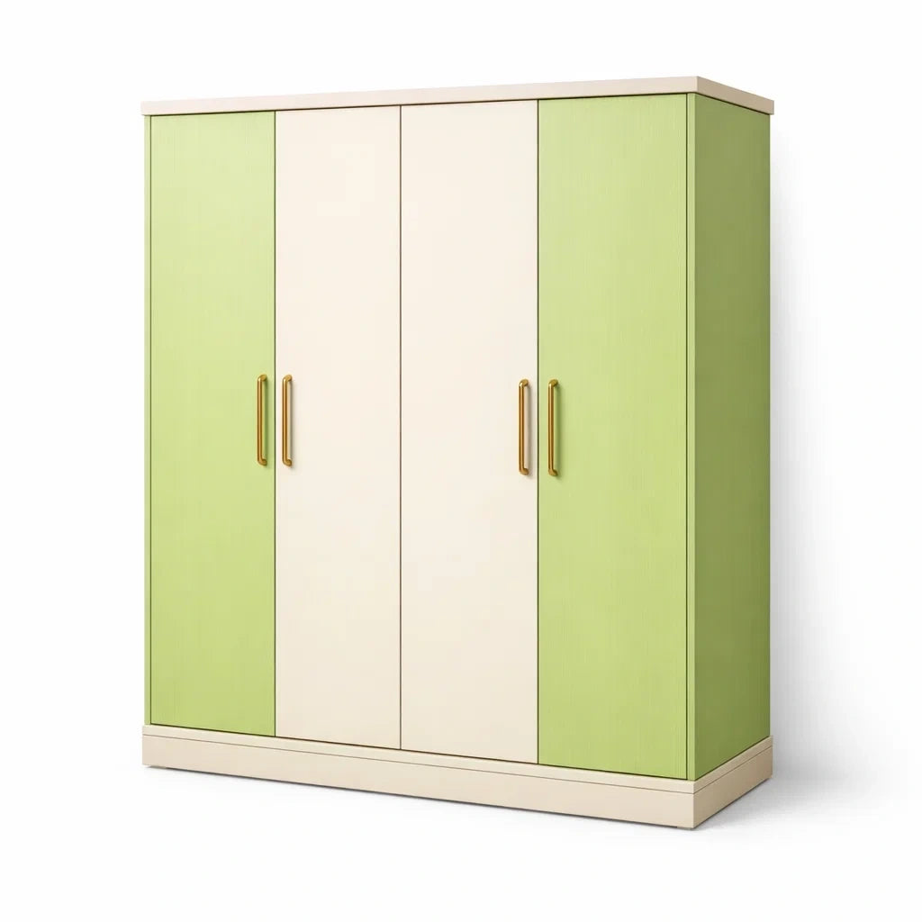 Armoire en bois vert et beige avec quatre portes 180x150x60 cm - 2026