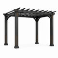 Pergola de jardin en métal noir et marron 300 × 300 × 250 cm avec lames ajourées - 2026