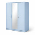 Armoire 3 portes en bois stratifié bleu avec miroir - 2026