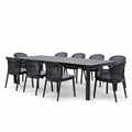 Ensemble de table et chaises rectangulaire en aluminium et résine noir - 2026