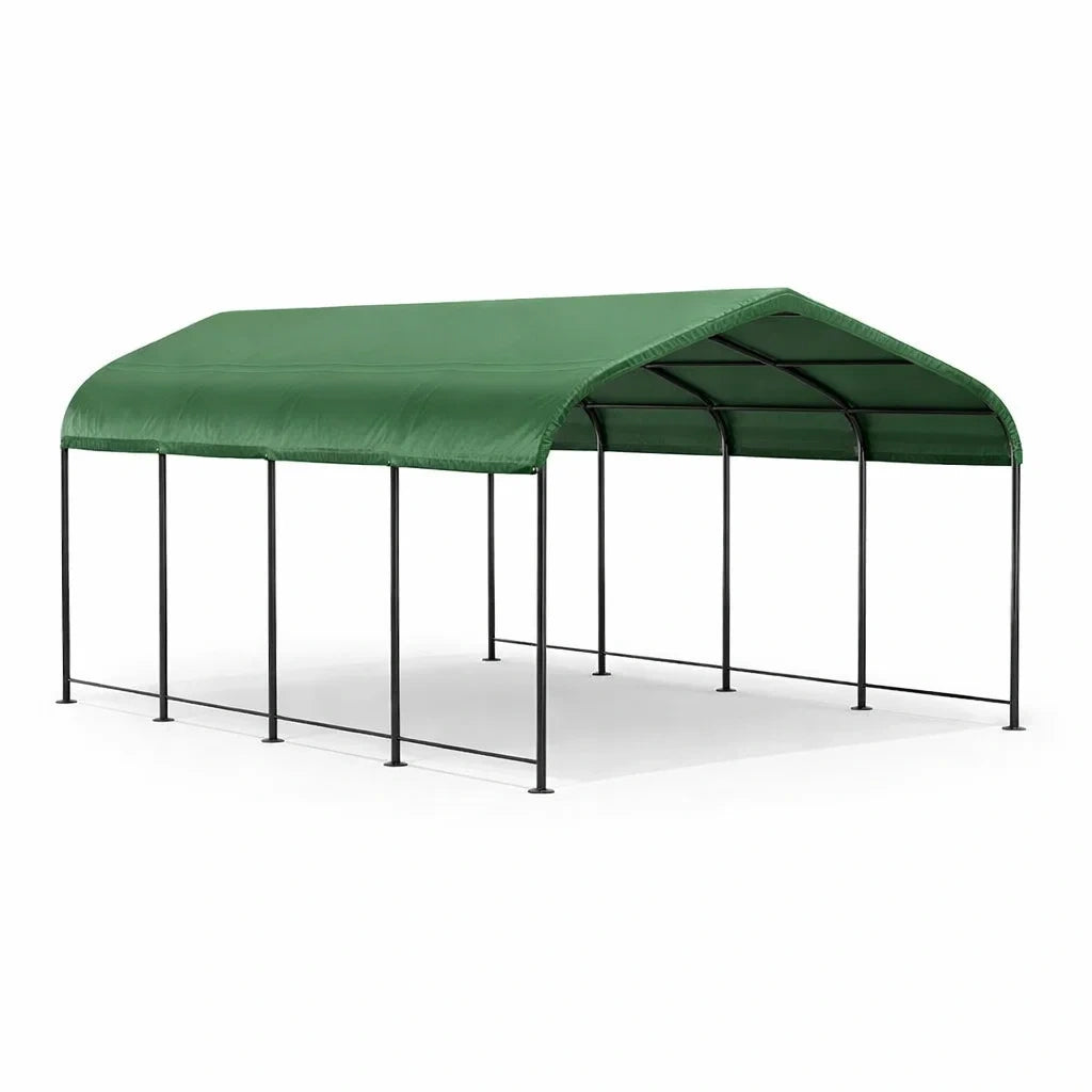 Abri de voiture métallique avec couverture en polyéthylène 600 x 300 x 280 cm vert - 2026