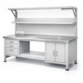Établi en acier inoxydable avec étagères et prises 200x80x150 cm - 2026