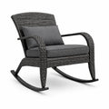 Fauteuil à bascule en rotin avec coussins gris - 2026