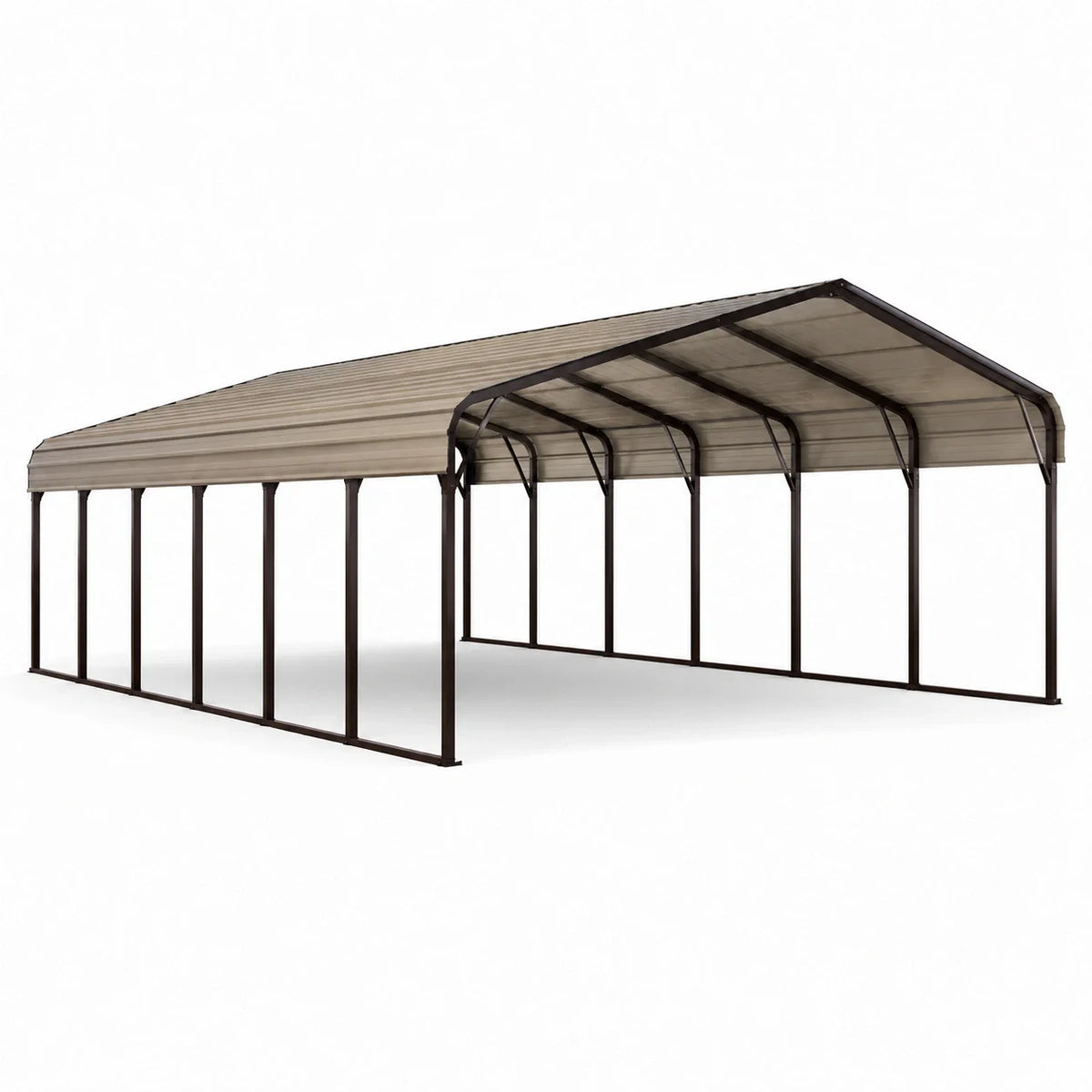 Abri voiture en acier avec toit en acier galvanisé beige 600x300x250 cm - 2026