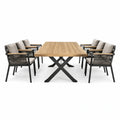 Ensemble de salle à manger d'extérieur en bois et métal avec 6 chaises - 2026