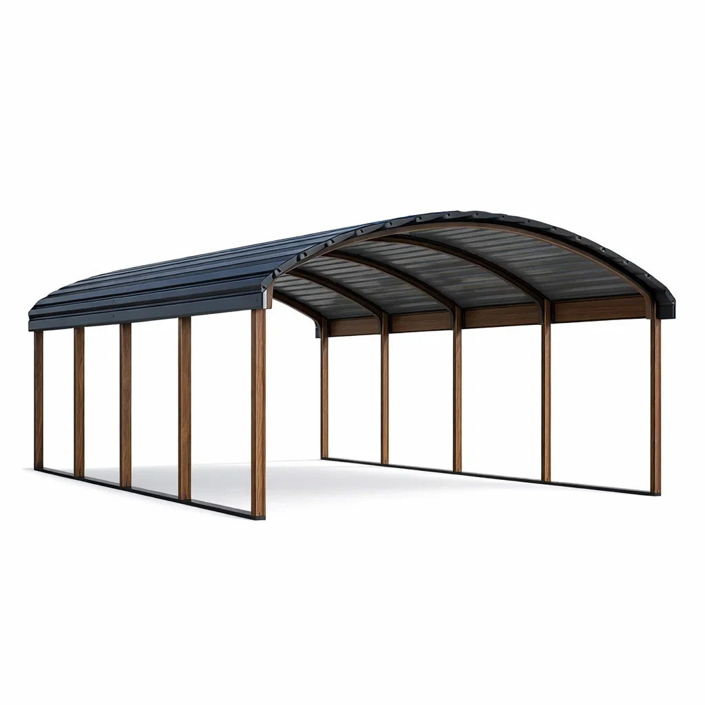 Abri voiture en métal et bois 600x300x240 cm - 2026