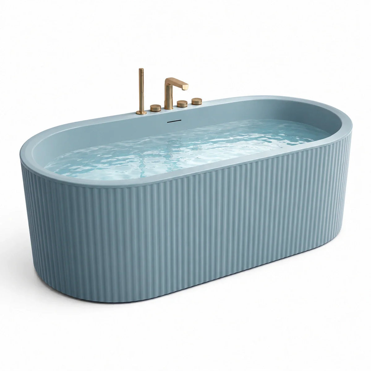 Baignoire ovale en acrylique bleu avec robinet en laiton - 2026