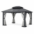 Pavillon en aluminium avec rideaux en polyester gris clair - 2026