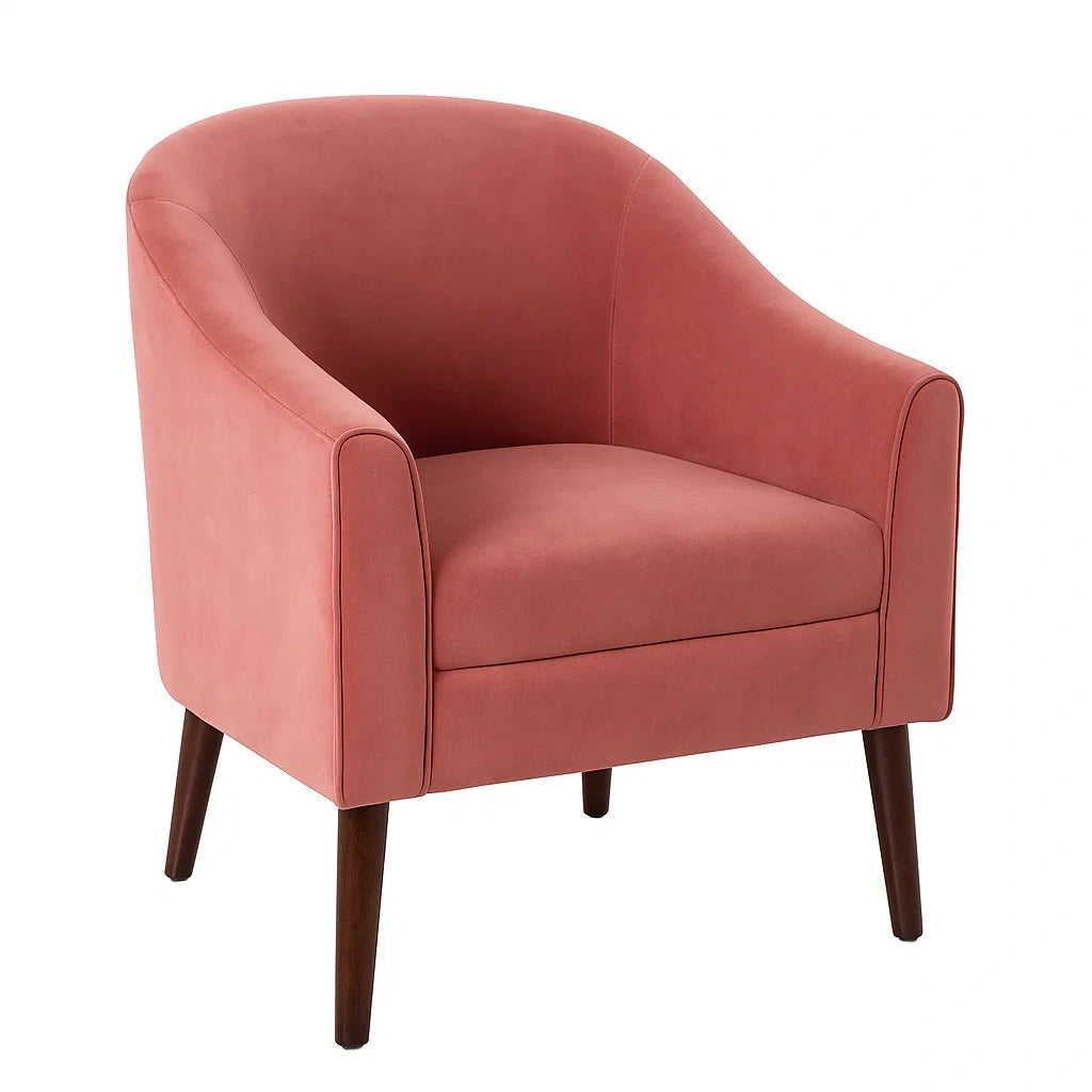 Fauteuil en Daim Synthétique Rose avec Pieds en Bois - 2026