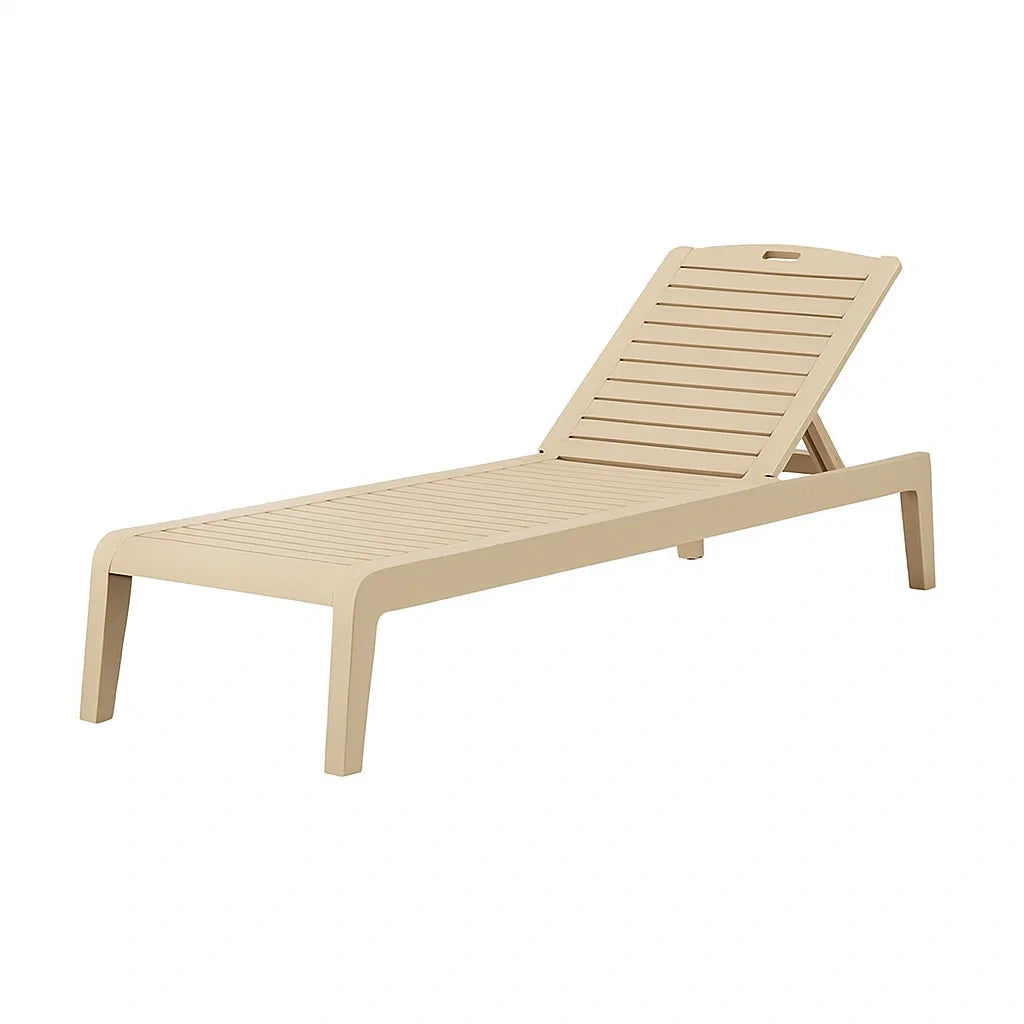 Chaise longue réglable en plastique beige 190x70x40 cm - 2026