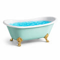 Baignoire autoportante en fonte émaillée bleu vert avec pieds dorés - 2026