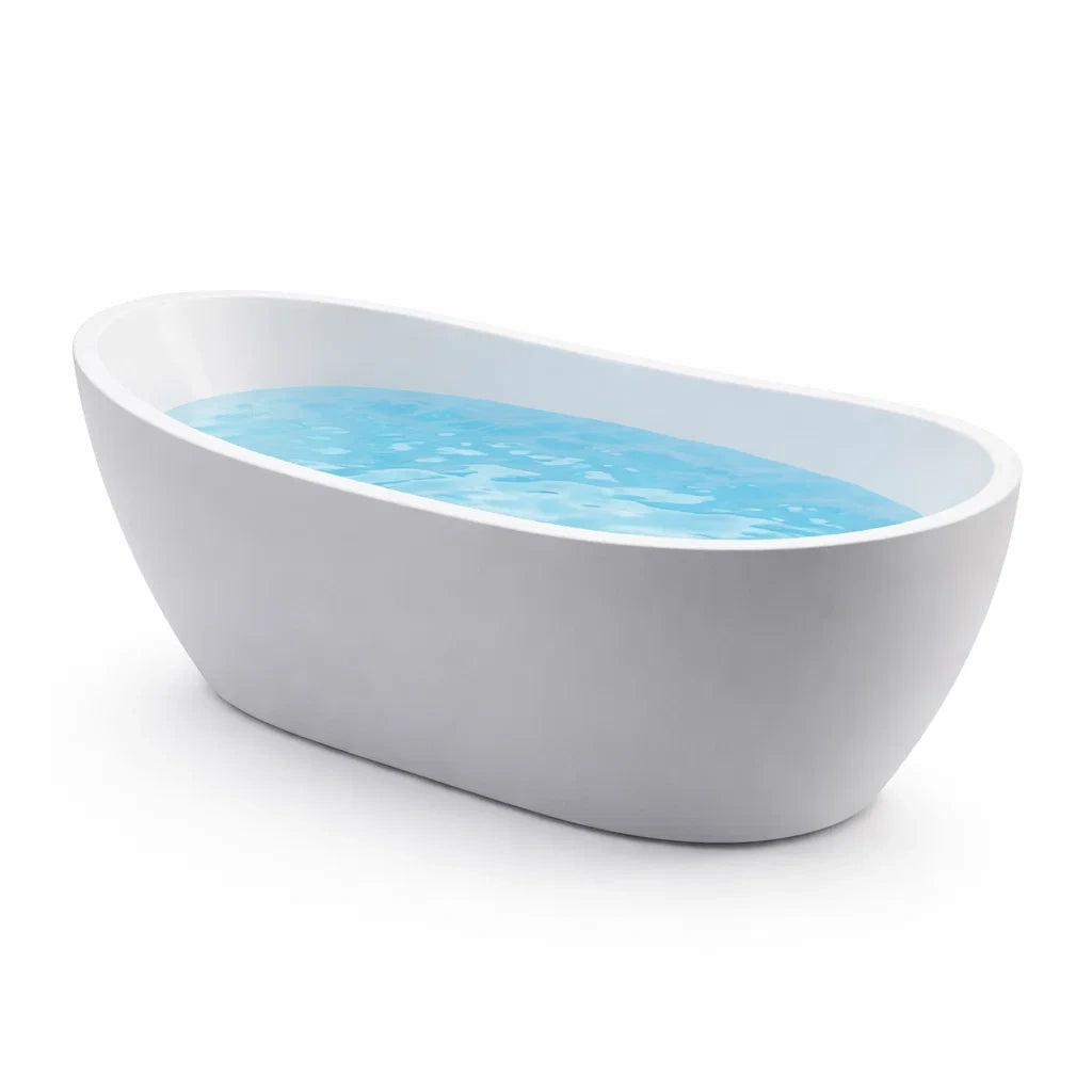 Baignoire îlot autoportante en résine acrylique blanche - 2026